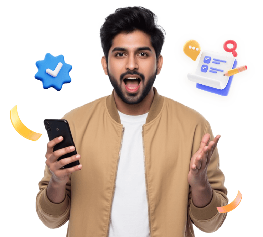 Applicant holding phone illustration