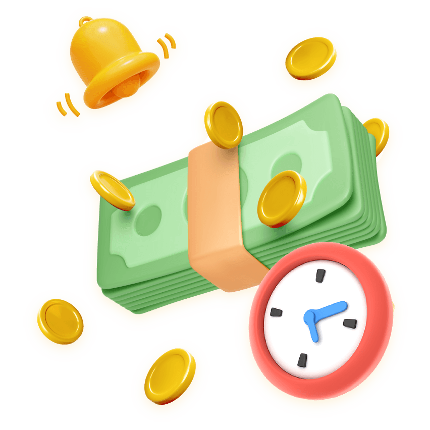 Cash and clock illustration